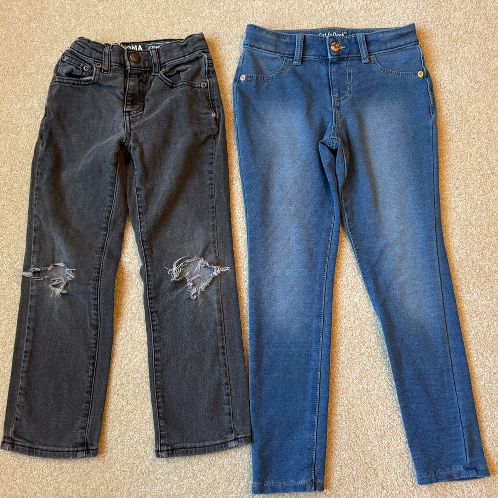 Bundle Of 2 Girls Jeans Black Size 6, Blue Size S 6/7